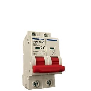 DZ47-63DC C16 Double-Pole Circuit Breaker in White & Red